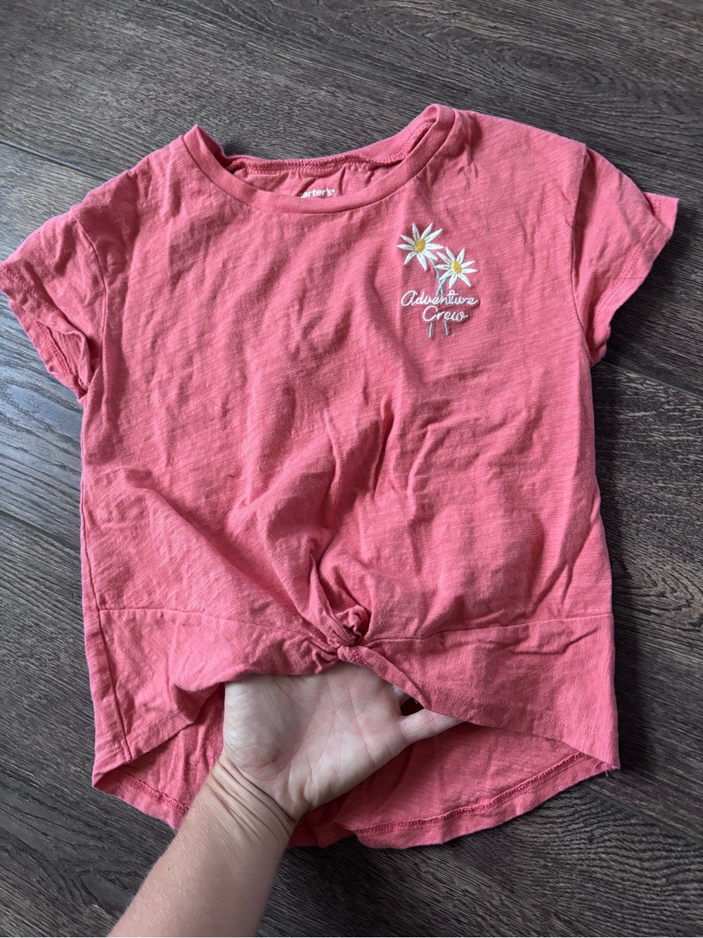 Carter's Coral Knot-Front Tee with Daisy Embroidery